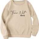 SOLY HUX Women's Letter Print Sweatshirt Crew Neck Drop Shoulder Long Sleeve Graphic Pullover Top (Beige, S)