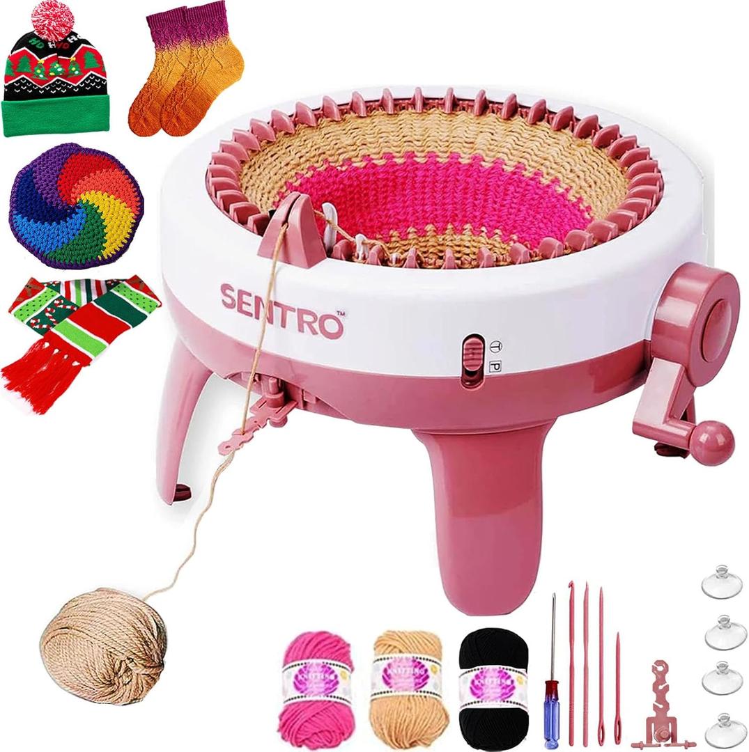 Cyandream Sentro 40 Needles Knitting Machine for Adults and Beginners, Smart Automatic Circular Knitting Loom Crochet Machine Kit for Scarves,Hat,Sock,Gloves,Sweater
