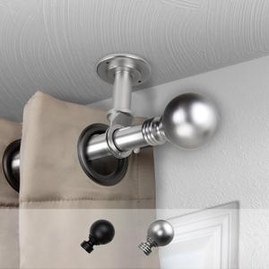 Rod Desyne Globe 1" Ceiling Curtain Rod/Room Divider 28-48 inch - Satin Nickel