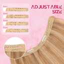 Halo Hair Extensions Real Human Hair, MY-LADY Adjustable Halo Extensions Real Human Hair, 16 inch Golden Brown mix Bleach Blonde Women's Long Straight Hair Invisible Wire Hair Extensions