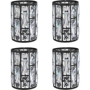 Doraimi Lighting 4 Pack Crystal Metal Pendant Ceiling Chandelier Wall Sconce Lamp Replacement Covers Shade Fixture Black Finish,1.66" Fitter Size,7.1" high*5.3" Diameter