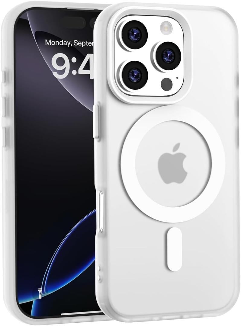 aoub for iPhone 16 Case, Compatible with MagSafe, Rugged Sturdy Shockproof Protection Bumper, Magnetic Phone Case for iPhone 16, Classic Hybrid Case, Clear