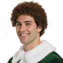 Elf Wig Curly Wig Men - Brown Curly Hair Cosplay Costumes Accessories Adults, Full Wigs for 70s Disco Holiday Party, Halloween, Christmas (One Size)