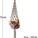 Hanging Baskets for Fruit and Vegetable Storage 3-Tier, Boho Wall Hammock for Produce Organizing, Macrame Bohemian Decor for Kitchen, Bedroom, Indoor Plants (A-Metal Rings-1 Tier+String Bag)