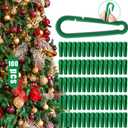 100 Pcs Christmas Mini Plastic Ornament Hooks for Christmas Tree Decoration Small Green Safety Locking Hangers Clips Pet Proof for Hanging Light Bulbs Balls Holiday Hanging Party Decor