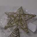 JOIEDOMI 9.5inch Metal Beaded Christmas Star Tree Topper, 20LED Warm White Lights Golden Tree Topper, USB Powered Remote Control for Christmas Tree Decorations Home Holiday Party Indoor Decor