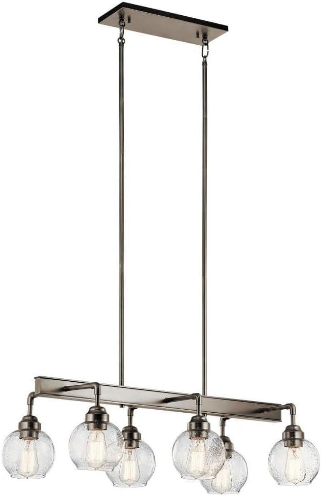 Kichler 43994AP Six Light Linear Chandelier, 10.00x32.25x17.00
