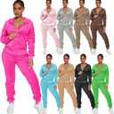 yidengymx Womens 2 Piece Velour Tracksuit Two Piece Soft Velvet Hooded Outfits for Women (Pink, M)