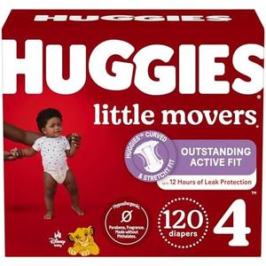Huggies Size 4 Diapers, Little Movers Baby Diapers, Size 4 (22-37 lbs), 120 Count, Packaging May Vary