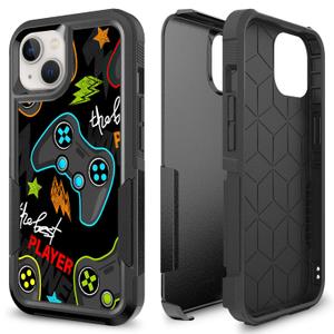 Candykisscase Case for iPhone 14, Gaming Controller Video Game Player Pattern Shock-Absorption Hard PC and Inner Silicone Hybrid Dual Layer Armor Defender Case for Apple iPhone 14