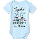 BesserBay Baby Boys Happy 1st Daddys Day Bodysuit Cotton Blue Cheers to Our First Fathers Day Newborn Onesie Size 3-6 Months