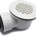 Low Profile Shower Drain, 1.5" Side Outlet Drain Assembly with Perforated Strainer, for 1.5" or 2" Replacement Shower Base PVC Side Outlet Drain