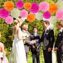 BestoFun 16 PCS Hot Pink Orange Cream Party Decorations Tissue Paper Flowers Pom Poms Decorations for Girl Groovy Birthday Baby Shower Wedding Bachelorette Room Wall Hanging Dcor