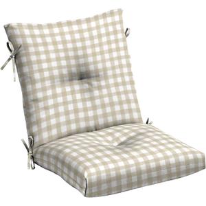 Arden Plush Modern Tufted Polyfill Dining Chair Cushion, 21 x 40, Arden x Alexandra Kay Collection, Water Repellent, Fade Resistant, The Coffee Girl Gingham