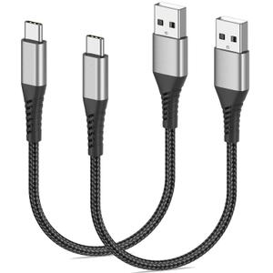 Short USB A to USB C Cable 1FT, 2 Pack Braided 3A USB A to Type C Fast Charging Cable for iPhone 15 16 17 Pro Max, Samsung Galaxy S24 S23, Google Pixel, iPad Air Pro, Charging Station, Power Bank