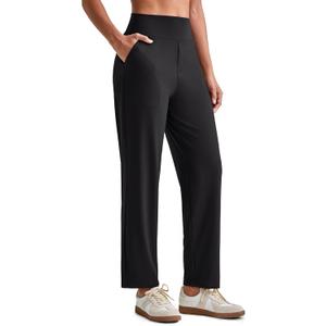 G4Free ShiftReady Womens Ankle Dress Yoga Pants with Pockets Stretchy Business Casual Slacks Work Trousers Travel Pant (Small Petite, Black)