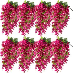XunYee 8 Pcs Artificial Hanging Hibiscus Flowers Outdoor, Rose Red