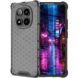 Ultra-Thin Honeycomb Shockproof Cover for Xiaomi Redmi Note 14 Pro 5G, Non-Yellowing Durable PC Back Anti-Scratch Drop Protection Phone Case for Xiaomi Redmi Note 14 Pro Transparent Black