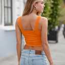 Abardsion Women's Sexy Sleeveless Skinny Basic Strappy Crop Tank Tops (Orange, XL)
