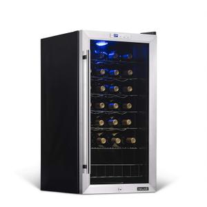 NewAir 27 Bottle Wine Fridge, Freestanding or Built-In Refrigerator, Stainless Steel Cooler, UV Protected Glass Door with Lock and Handle, Compressor Cooling