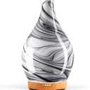 Porseme 280ml Essential Oil Diffuser Glass Color Changing Aroma Air Diffusers Aromatherapy Ultrasonic Cool Mist Humidifier 7 Running Hours Waterless Auto-Off for Sleeping, Yoga, Office, Spa (Ink) (G9-280ml Ink Aladdin Vase)
