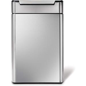 simplehuman 48 Liter / 12.7 Gallon Touch-Bar Dual Compartment Kitchen Recycling Trash Can, Brushed Stainless Steel