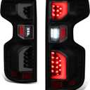 Auto Dynasty Tail Lights Compatible with 2019-2024 Chevy Silverado 1500 WT LT LTD, Red LED DRL Rear Brake Lamps, Driver and Passenger Side, Black Housing Smoked Lens
