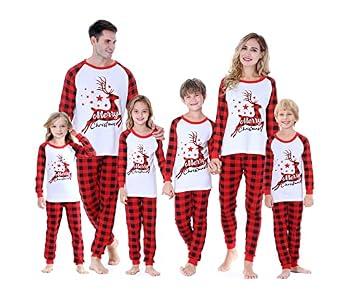 Benaive Matching Family Christmas Pajamas Set Holiday Pjs for Women Men Sleepwear (White & Red, Reindeer, 5)