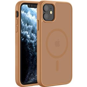 Hualele Magnetic for iPhone 13 Pro Case,Compatible with MagSafe, Military Grade Dropproof Translucent Matte Hard Back Soft Edge Slim Phone Case iPhone 13 Pro Brown