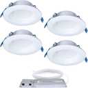 HALO 4 inch Quicklink Canless LED Downlight Selectable 2700K, 3000K, 3500K, 4000K, 5000K CCT  White (4 pack)