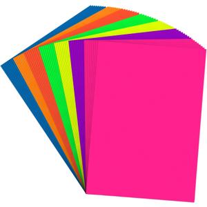 Colored Cardstock 8.5 in x 11 in,56 Sheet Fluorescent Neon Index Paper 250 GSM/90 LB HeavyWeight Card Stock Set of 7 Colors for Cutting DIY Art Craft