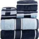 Lavish Home 6 Piece Bathroom Towels Set - 525 GSM 100% Cotton Bathroom Accessories - 2 Bath Sheets, 2 Hand Cloths , and 2 Wash Cloths - Soft Towel Set for Shower, Gym, Dorm, and Spa (Navy)