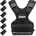 ZELUS Weighted Vest for Men Women,Adjustable Vest, Removable Weights | 20-32lb, 6 Ironsand Removable Weights, Reflective Strips, Waist Bag, Adjustable Buckle Strap, Strength Training, Black