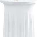 1 Pack White Spandex Stretch Round Table Covers with Skirt - 24x43 Inch Fitted Elastic Cocktail Tablecloth for High Top Bar, Party & Wedding Decor, White