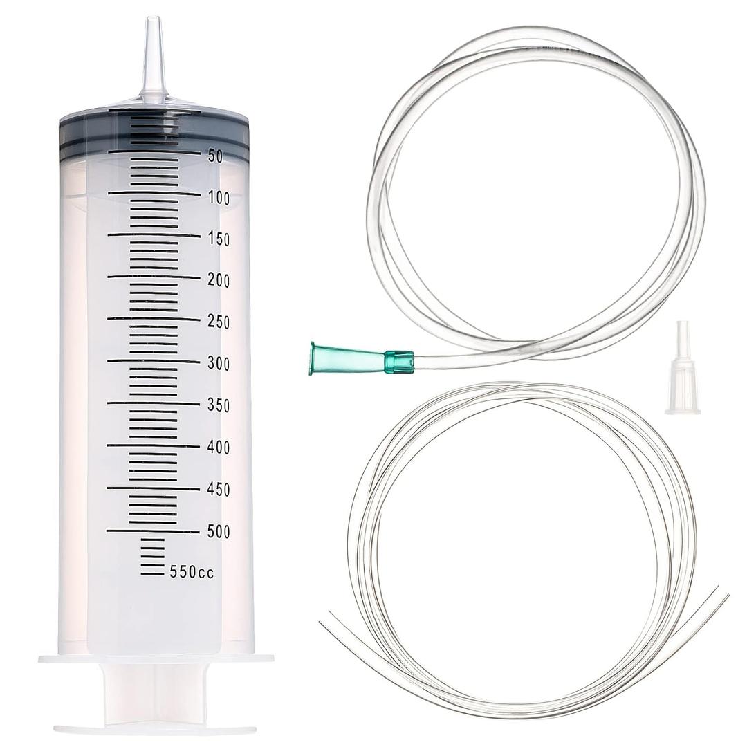 SHAOTONG 500ml Syringe with 2Pcs 40 Inch Tube and Tip Adapter, for Feeding Pets, Liquid Refilling, Drawing Oil Fluid