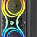 Party Bluetooth Speaker with Dual 4" Woofers, 60W Peak Power, 12H Playtime, Dynamic LED Lights, TWS, FM, AUX, USB, Mic Input, Portable Rechargeable Speaker for Indoor & Outdoor Events -Updated Version