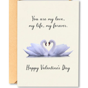 Romantic Swan Anniversary Card for Wife Husband, Happy Valentine's Day Card for Soulmate, You Are My Love Greeting Card for Him Her, Vintage Love Note with Envelope 5x7 Pack of 82