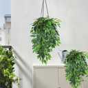 RECUTMS Artificial Hanging Willow Leaves Vine Twigs 2PC, Fake Silk Weeping Willows Leaf Plant Faux Italian Ruscus Greenery Indoor Outdoor Home Garden Wedding Arch Jungle Birthday Party Spring Decor
