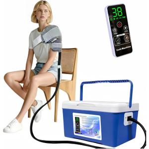 Cold Therapy Machine, Built-in 3000mAh Battery, Cold Therapy for Knee Replacement, Ice Machine for Knee After Surgery, Cryotherapy Systems Suitable for Home use, (8.5qt + shoulder/other body parts, Blue)