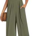 Anyally Women's Casual Jumpsuits Sleeveless Wide Leg Overalls Adjustable Romper with Pockets 2026 Summer Trendy Outfits (Green, XXL)