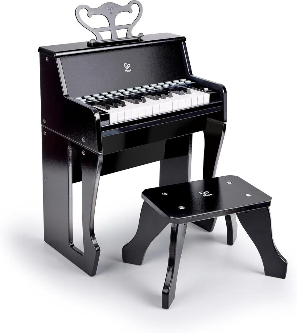 Hape Learn with Lights Black Piano with Stool, Miniature