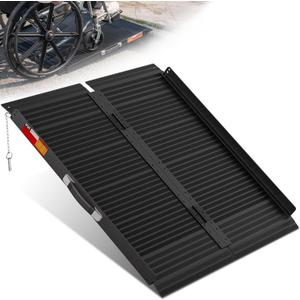 VNN Portable Wheelchair Ramp 3FT, Black Seamless Non-Slip Aluminum Ramps for Wheelchairs for Home, Handicap Wheelchair Ramps for Home Steps, Aluminum Loading Dock Plates