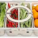shopwithgreen Salad Bar Containers for Fridge with Lid and Handle, Fruit Storage Containers with 4 Removable Colanders, Berry Box Fresh Produce Saver for Fruit, Veggie, Refrigerator, Kitchen, Picnic