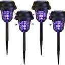 Solar Bug Zapper Outdoor Waterproof Mosquito Repellent Outdoor Patio Mosquito Trap & Killer for Moths, Gnats, Flies, Small Flying Insect, Solar Powered Fly Zapper for Backyard, Garden, Patio,4 Pack