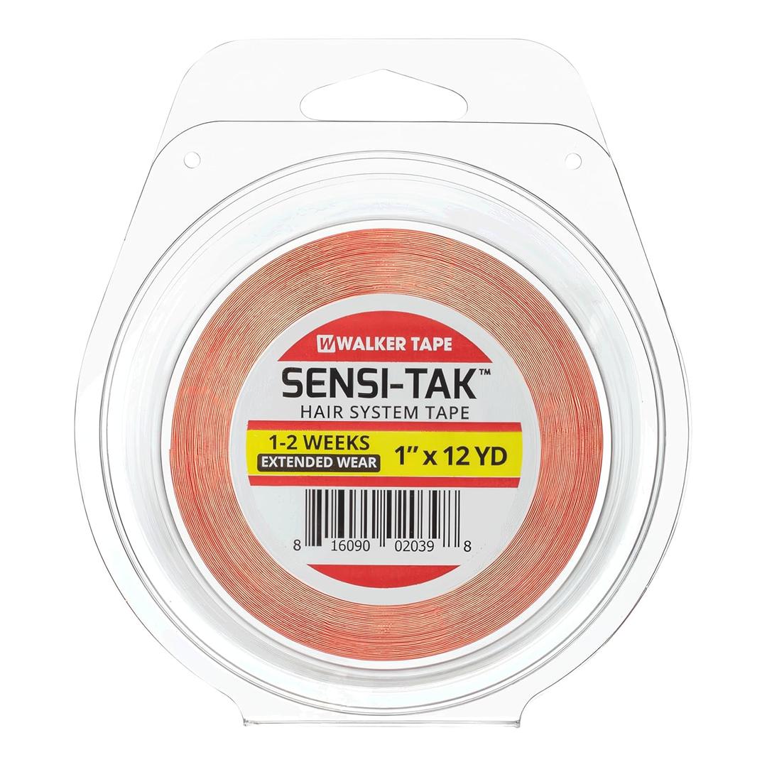 Walker Tape Sensi-Tak Secure Hairpiece Roll 1" x 12 Yards, Extended Wear Wig Tape Double Sided Ultra Hold for Poly Systems, Clear Lace Wig Adhesive for Lace Front Wigs Human Hair and Toupee Adhesives