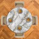 Marble Round Tablecloth 60" Diameter for Indoor and Outdoor,White Golden Marble Waterproof Table Cloth Cover Decorative for Party and Camping Holiday Dinning Tabletop Home Dcor