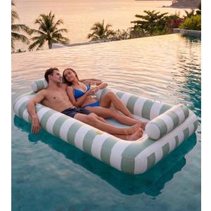 85" X 53" Extra Large 2-Person Tanning Pool Float, Inflatable Tanning Pool with Cooling Mesh Bottom, Heavy Duty Pool Floats Adult 2 Person, Suntan Tub Lounger for Lake and Beach