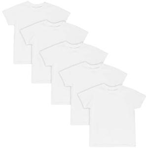 Hanes Boys’ Undershirt, EcoSmart White T-Shirts for Boys, Short Sleeve Shirts, 5  Pack L