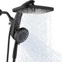 12" High Pressue Rain Shower Head with Handheld, 9 Sprays Hand Showerhead Shower Heads with Handheld Spray Combo, Dual Head, Built-in Magnetic Docking, Power Jets, 59" Shower Hose, Black 1.75GPM