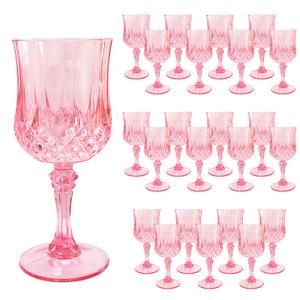 Ciaell 24PCS Pink Plastic Wine Glasses  7 Oz Plastic Goblets for Party  Pink Vintage Drinking Glasses  Disposable Water Goblets Set for Wedding, Bar, Wine, Cocktail, Whiskey & Valentine's Day